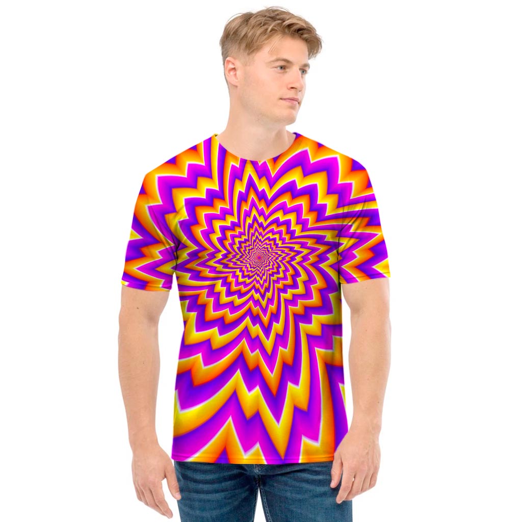 Yellow Expansion Moving Optical Illusion Men's T-Shirt