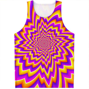 Yellow Expansion Moving Optical Illusion Men's Tank Top