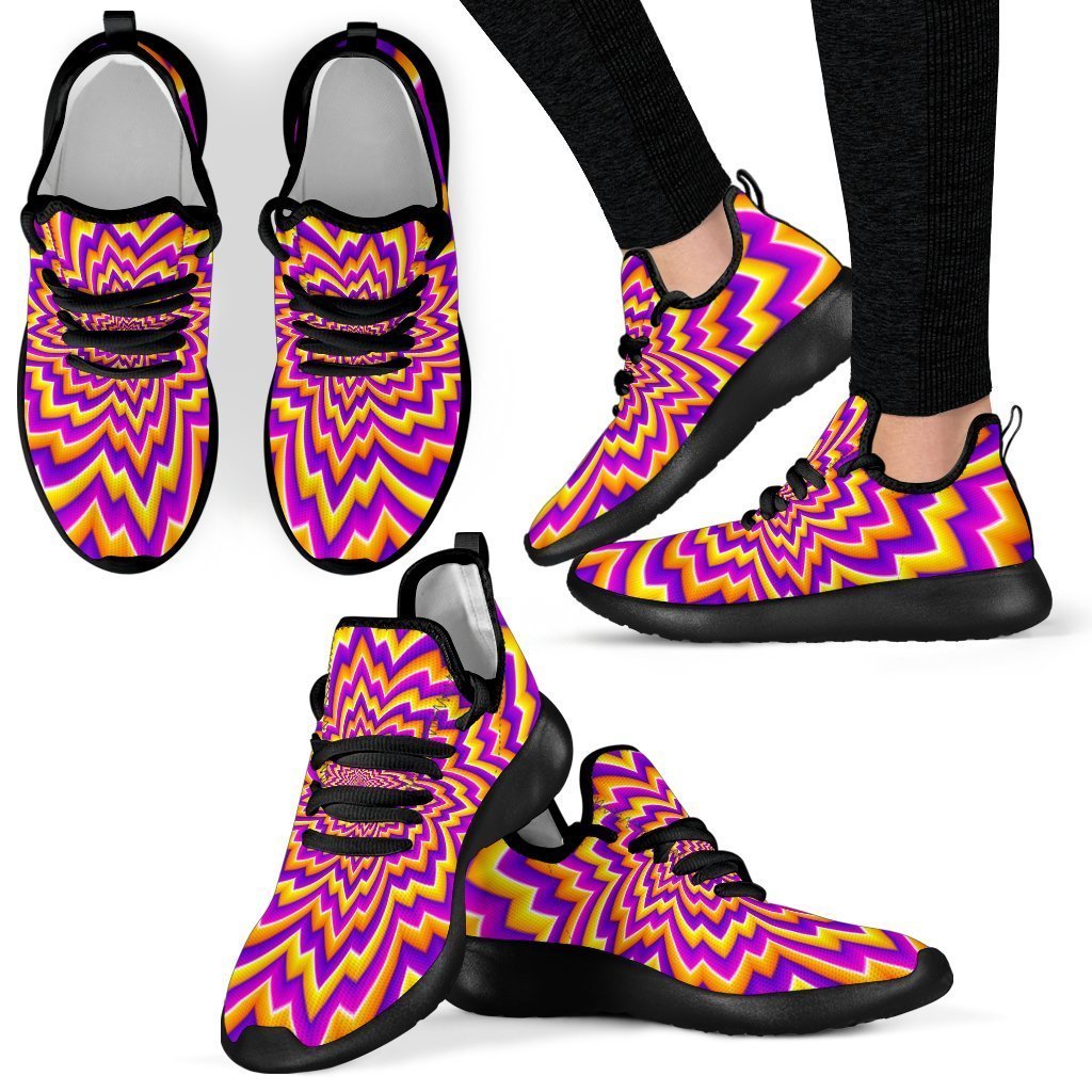 Yellow Expansion Moving Optical Illusion Mesh Knit Shoes GearFrost