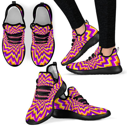 Yellow Expansion Moving Optical Illusion Mesh Knit Shoes GearFrost