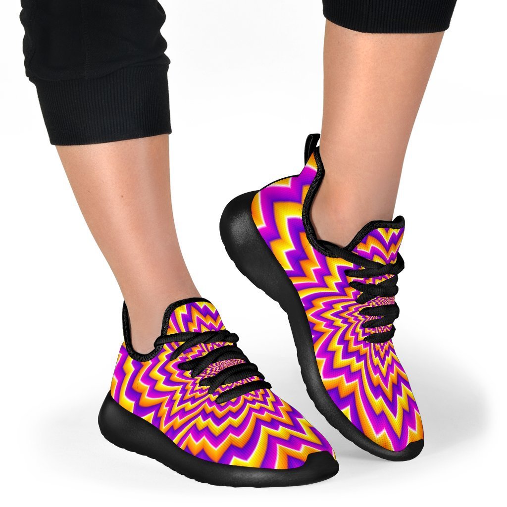 Yellow Expansion Moving Optical Illusion Mesh Knit Shoes GearFrost