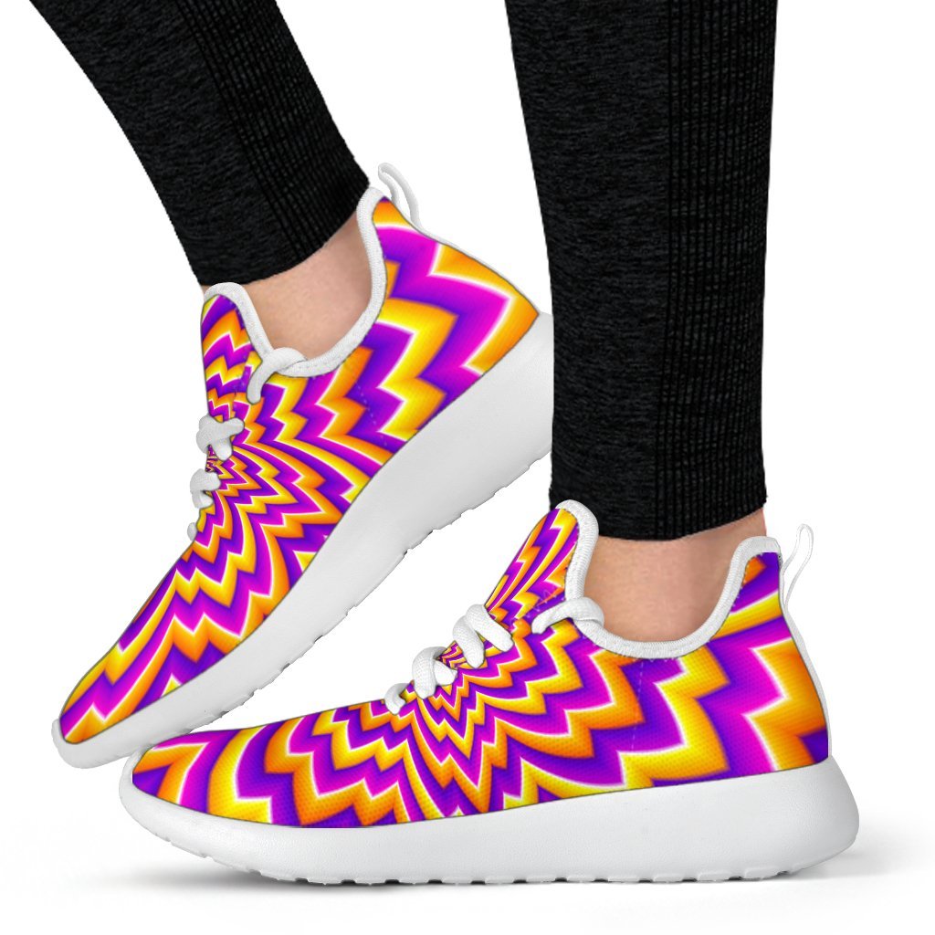 Yellow Expansion Moving Optical Illusion Mesh Knit Shoes GearFrost