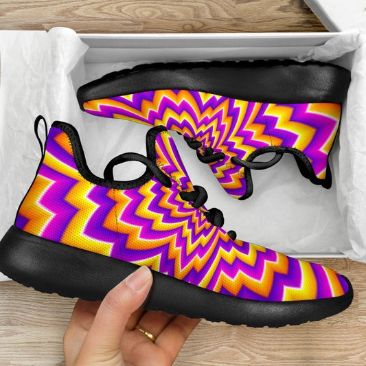 Yellow Expansion Moving Optical Illusion Mesh Knit Shoes GearFrost