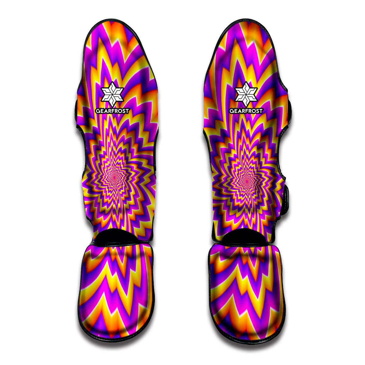Yellow Expansion Moving Optical Illusion Muay Thai Shin Guard