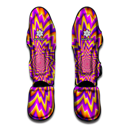 Yellow Expansion Moving Optical Illusion Muay Thai Shin Guard