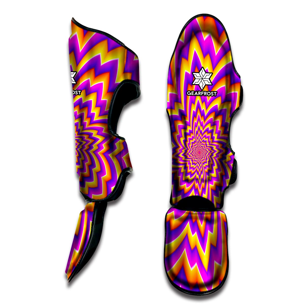Yellow Expansion Moving Optical Illusion Muay Thai Shin Guard