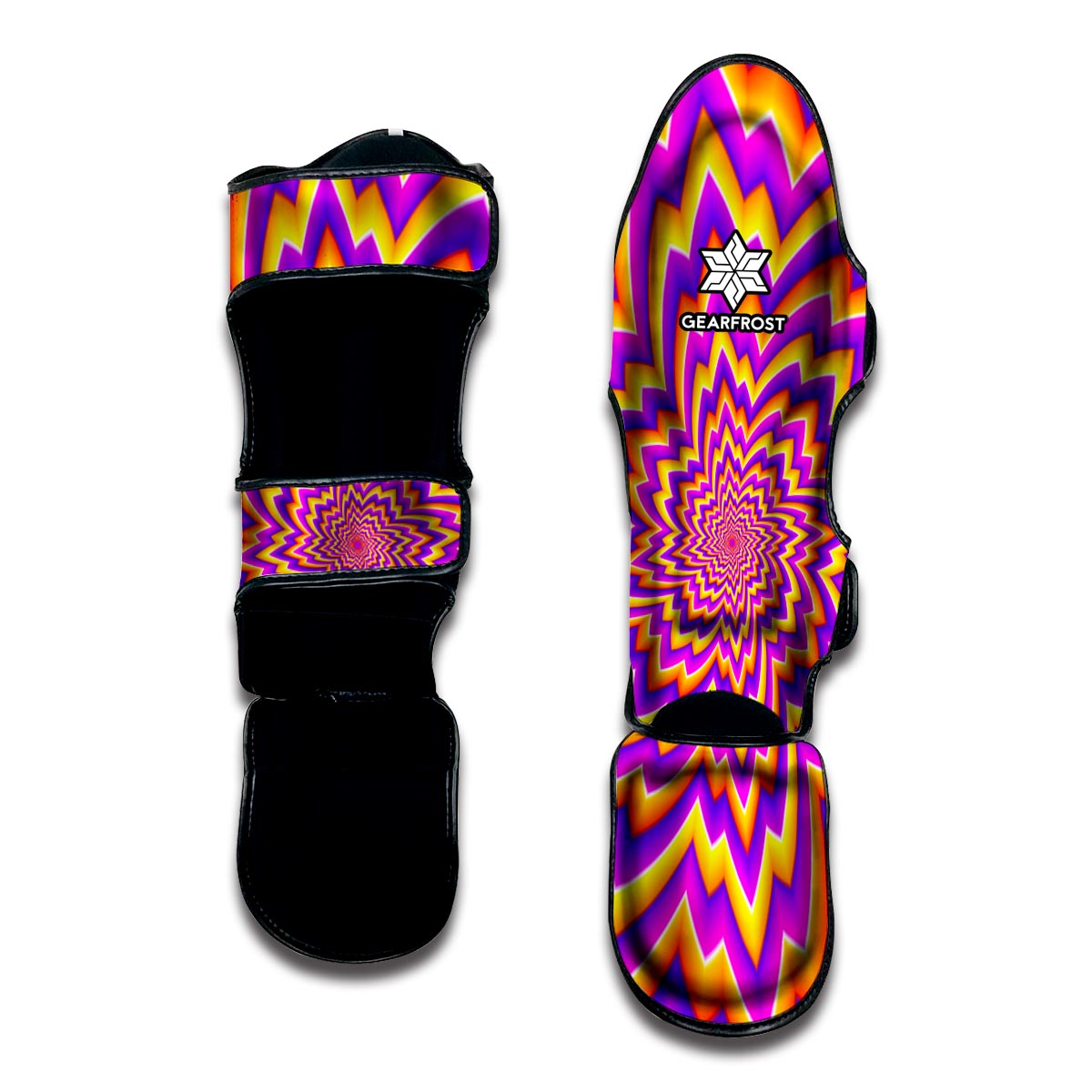 Yellow Expansion Moving Optical Illusion Muay Thai Shin Guard