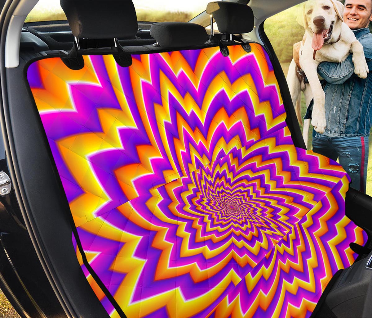 Yellow Expansion Moving Optical Illusion Pet Car Back Seat Cover