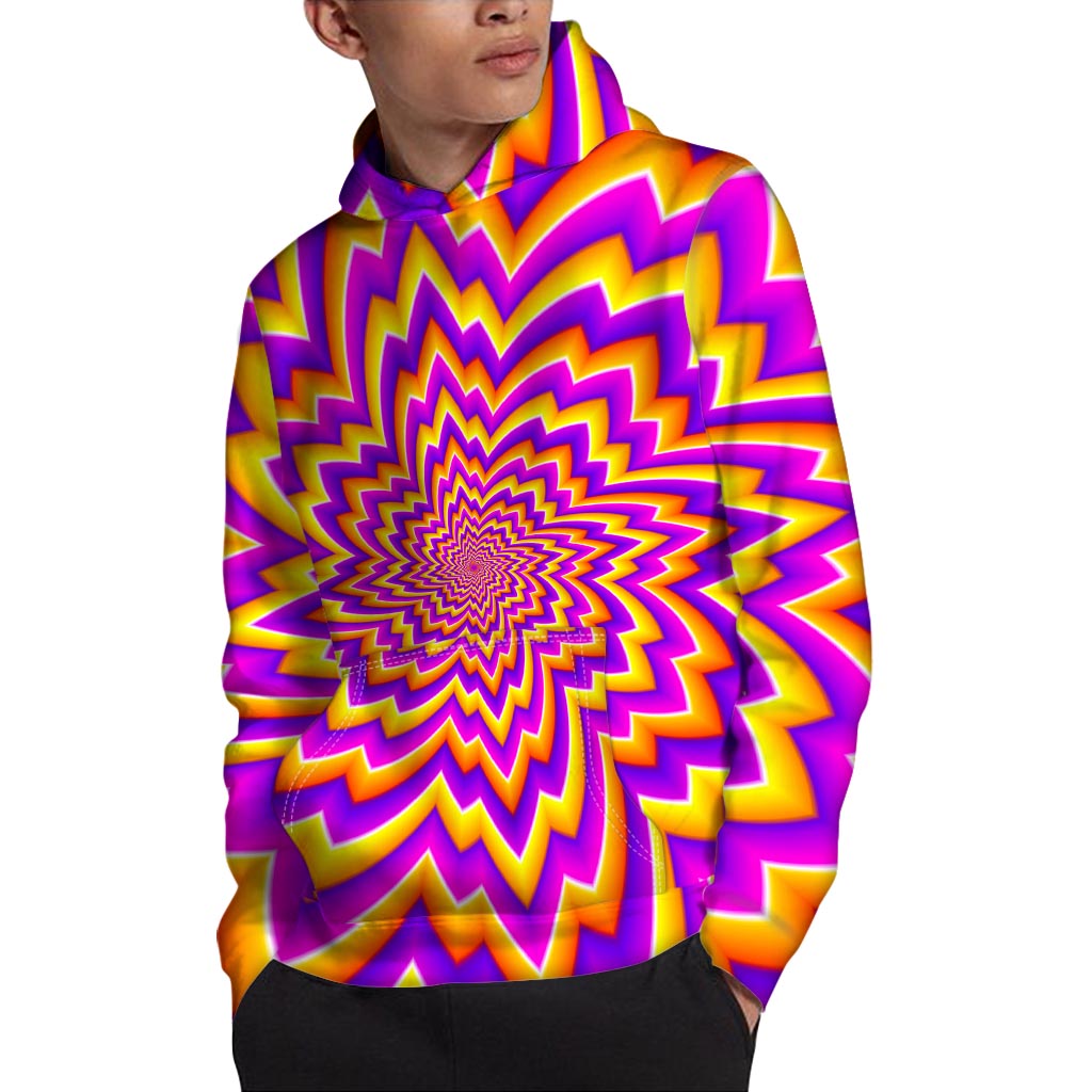 Yellow Expansion Moving Optical Illusion Pullover Hoodie