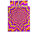 Yellow Expansion Moving Optical Illusion Quilt Bed Set