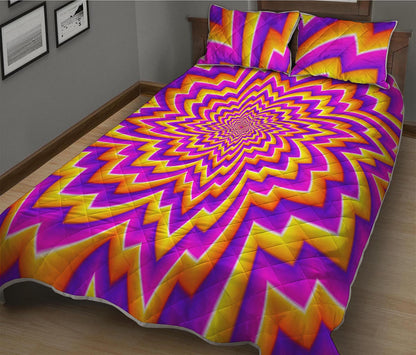 Yellow Expansion Moving Optical Illusion Quilt Bed Set