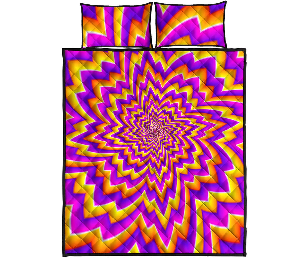 Yellow Expansion Moving Optical Illusion Quilt Bed Set