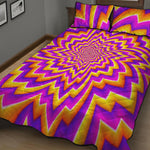 Yellow Expansion Moving Optical Illusion Quilt Bed Set