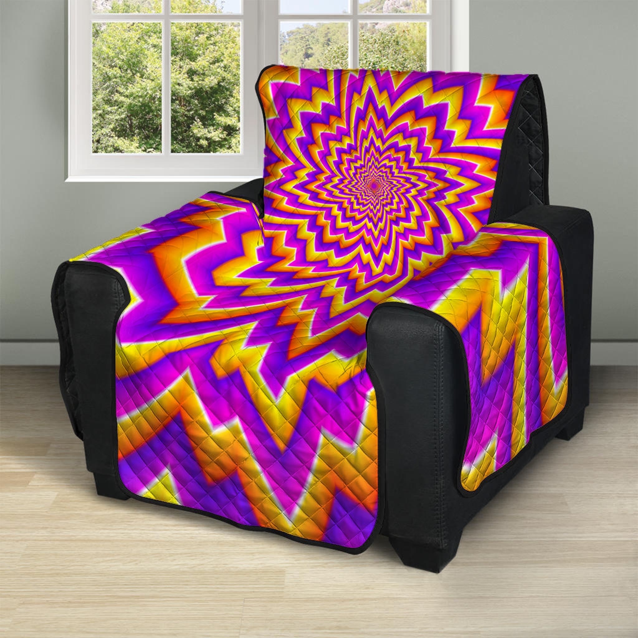 Yellow Expansion Moving Optical Illusion Recliner Protector