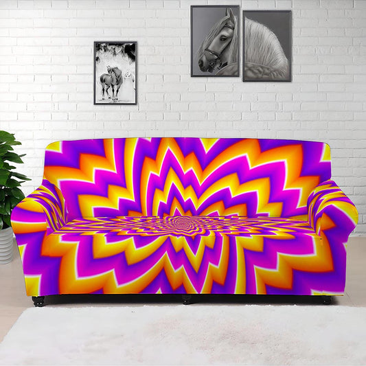 Yellow Expansion Moving Optical Illusion Sofa Cover