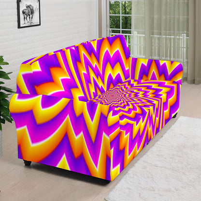Yellow Expansion Moving Optical Illusion Sofa Cover