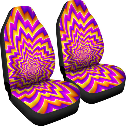 Yellow Expansion Moving Optical Illusion Universal Fit Car Seat Covers