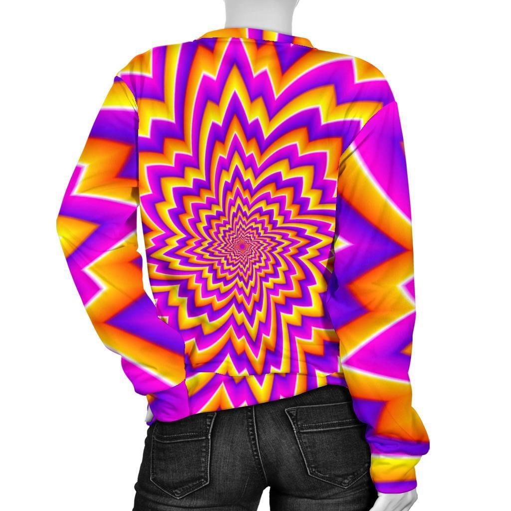 Yellow Expansion Moving Optical Illusion Women's Crewneck Sweatshirt GearFrost
