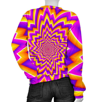 Yellow Expansion Moving Optical Illusion Women's Crewneck Sweatshirt GearFrost