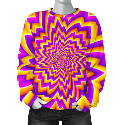 Yellow Expansion Moving Optical Illusion Women's Crewneck Sweatshirt GearFrost