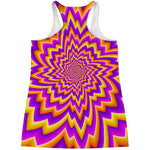 Yellow Expansion Moving Optical Illusion Women's Racerback Tank Top