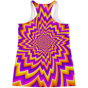 Yellow Expansion Moving Optical Illusion Women's Racerback Tank Top