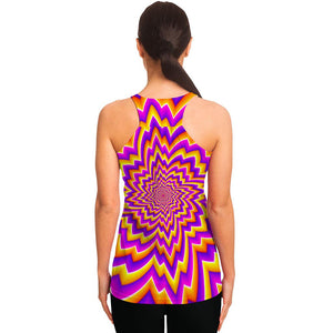 Yellow Expansion Moving Optical Illusion Women's Racerback Tank Top