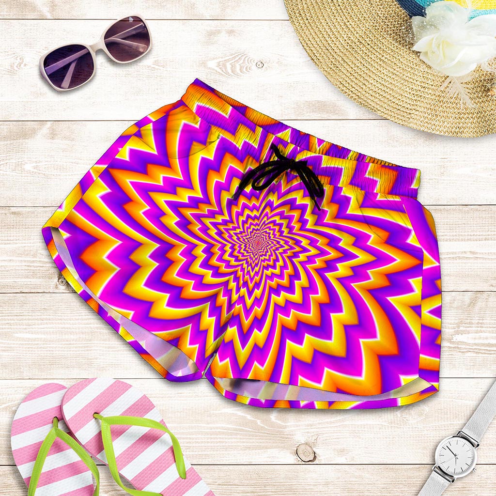 Yellow Expansion Moving Optical Illusion Women's Shorts