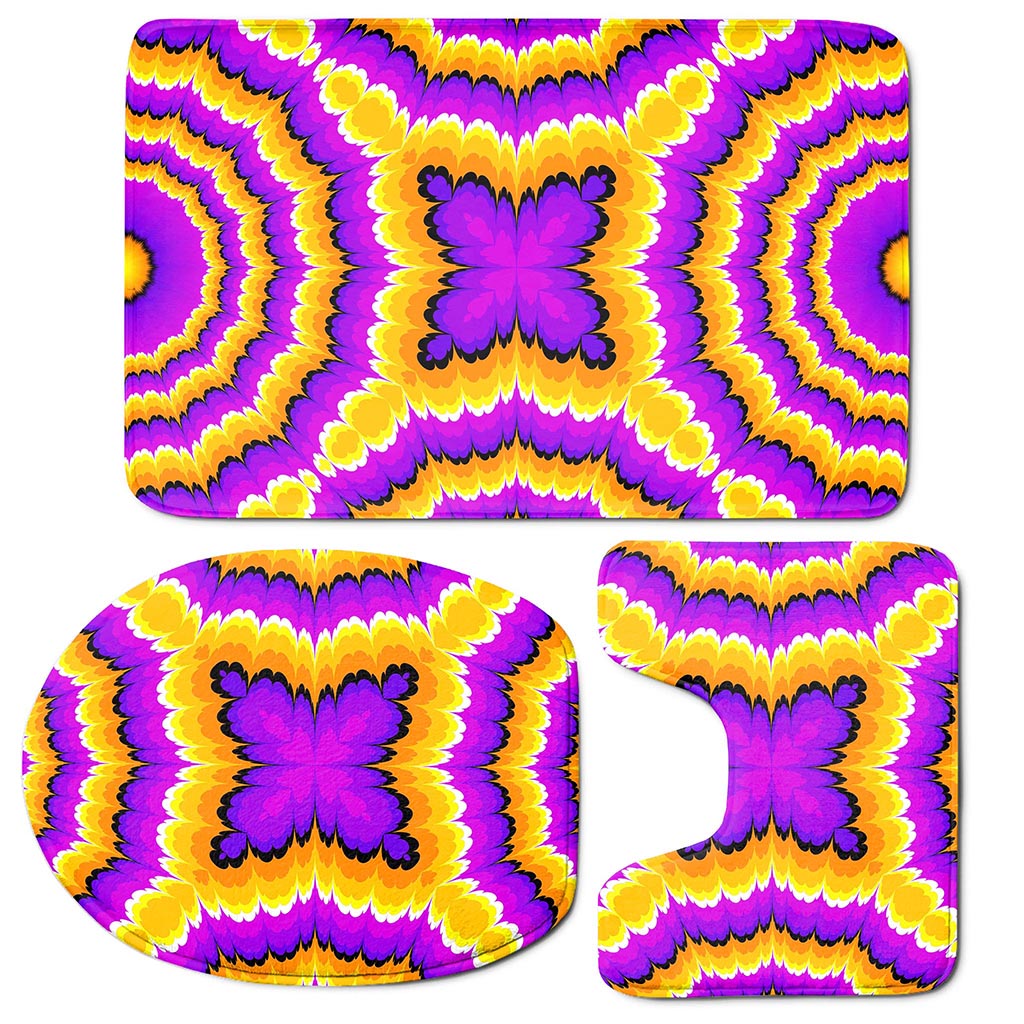 Yellow Explosion Moving Optical Illusion 3 Piece Bath Mat Set