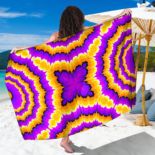 Yellow Explosion Moving Optical Illusion Beach Sarong Wrap