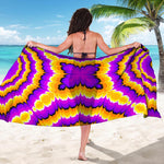 Yellow Explosion Moving Optical Illusion Beach Sarong Wrap