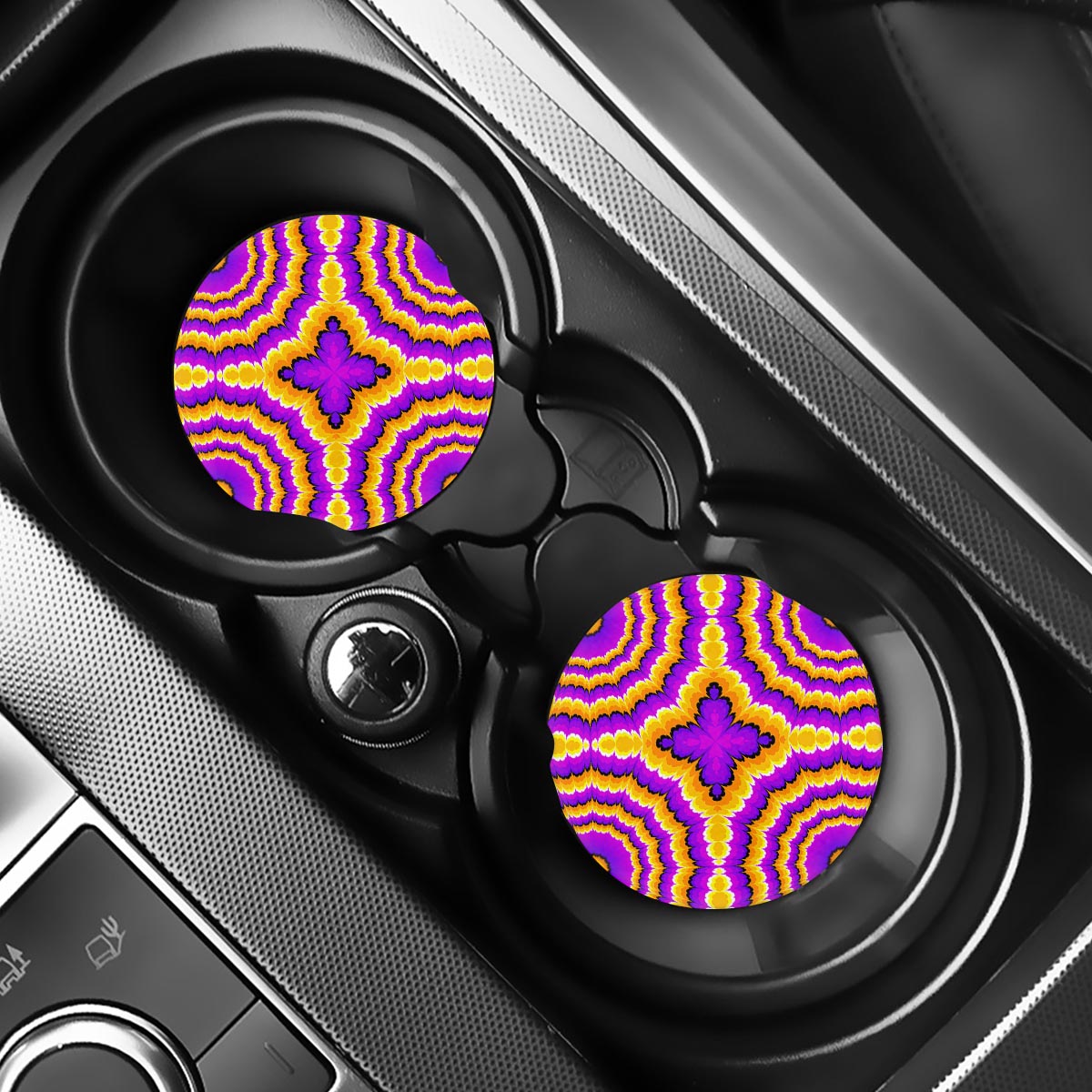 Yellow Explosion Moving Optical Illusion Car Coasters