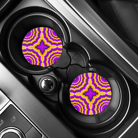 Yellow Explosion Moving Optical Illusion Car Coasters