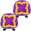 Yellow Explosion Moving Optical Illusion Car Headrest Covers