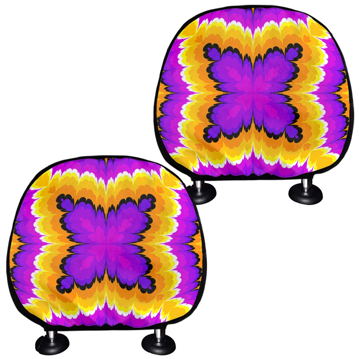 Yellow Explosion Moving Optical Illusion Car Headrest Covers