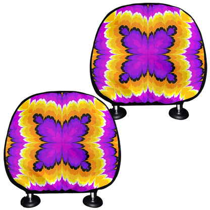 Yellow Explosion Moving Optical Illusion Car Headrest Covers