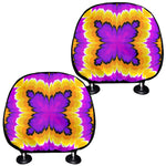Yellow Explosion Moving Optical Illusion Car Headrest Covers