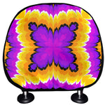 Yellow Explosion Moving Optical Illusion Car Headrest Covers