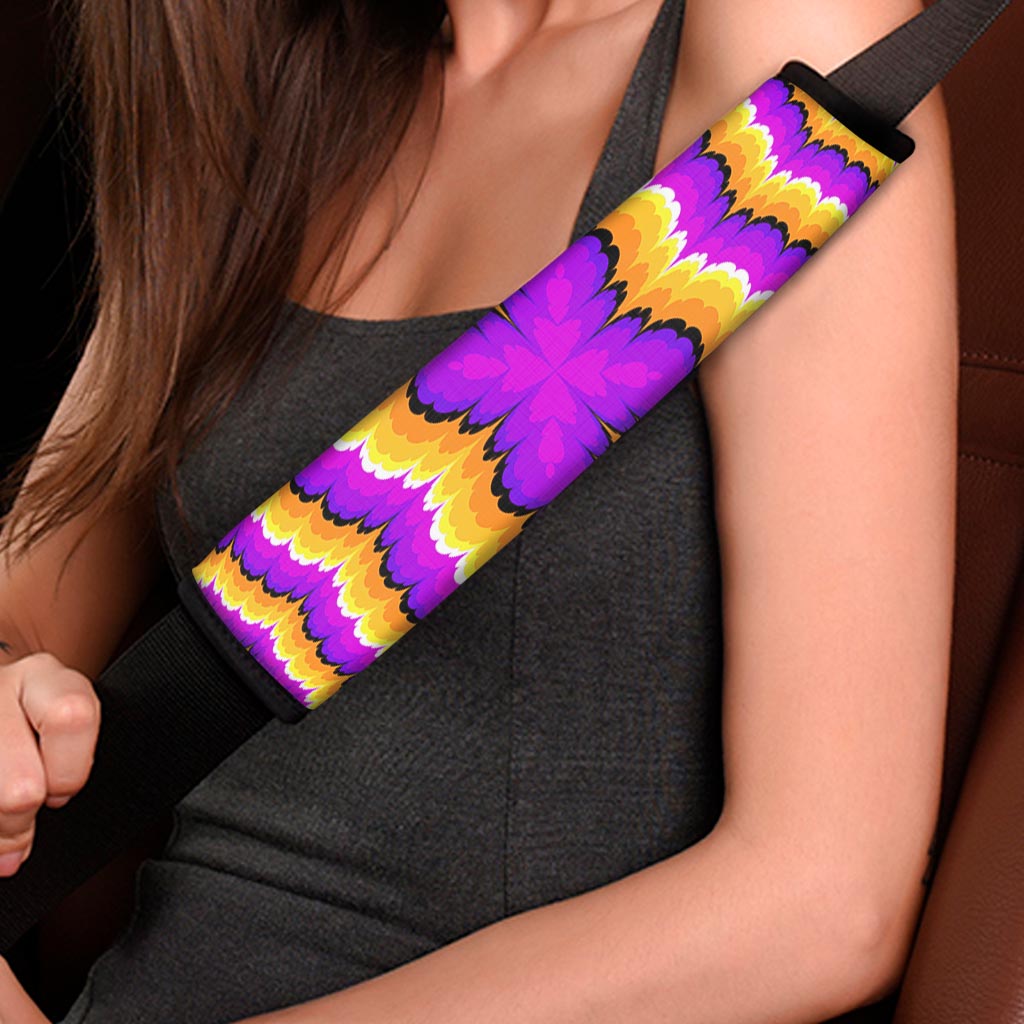 Yellow Explosion Moving Optical Illusion Car Seat Belt Covers