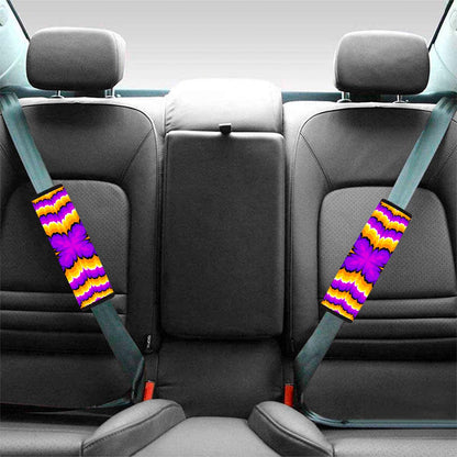 Yellow Explosion Moving Optical Illusion Car Seat Belt Covers