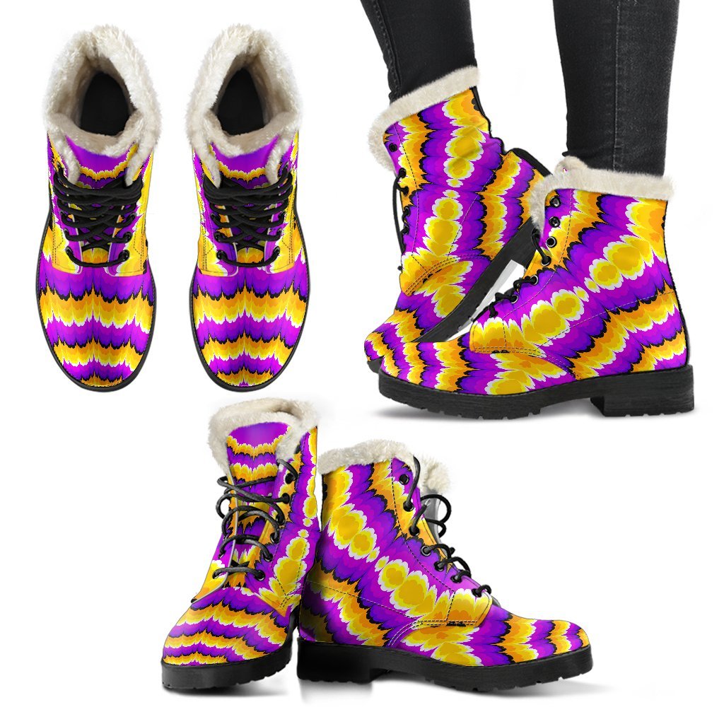 Yellow Explosion Moving Optical Illusion Comfy Boots GearFrost