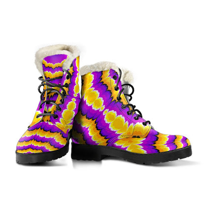 Yellow Explosion Moving Optical Illusion Comfy Boots GearFrost