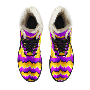 Yellow Explosion Moving Optical Illusion Comfy Boots GearFrost
