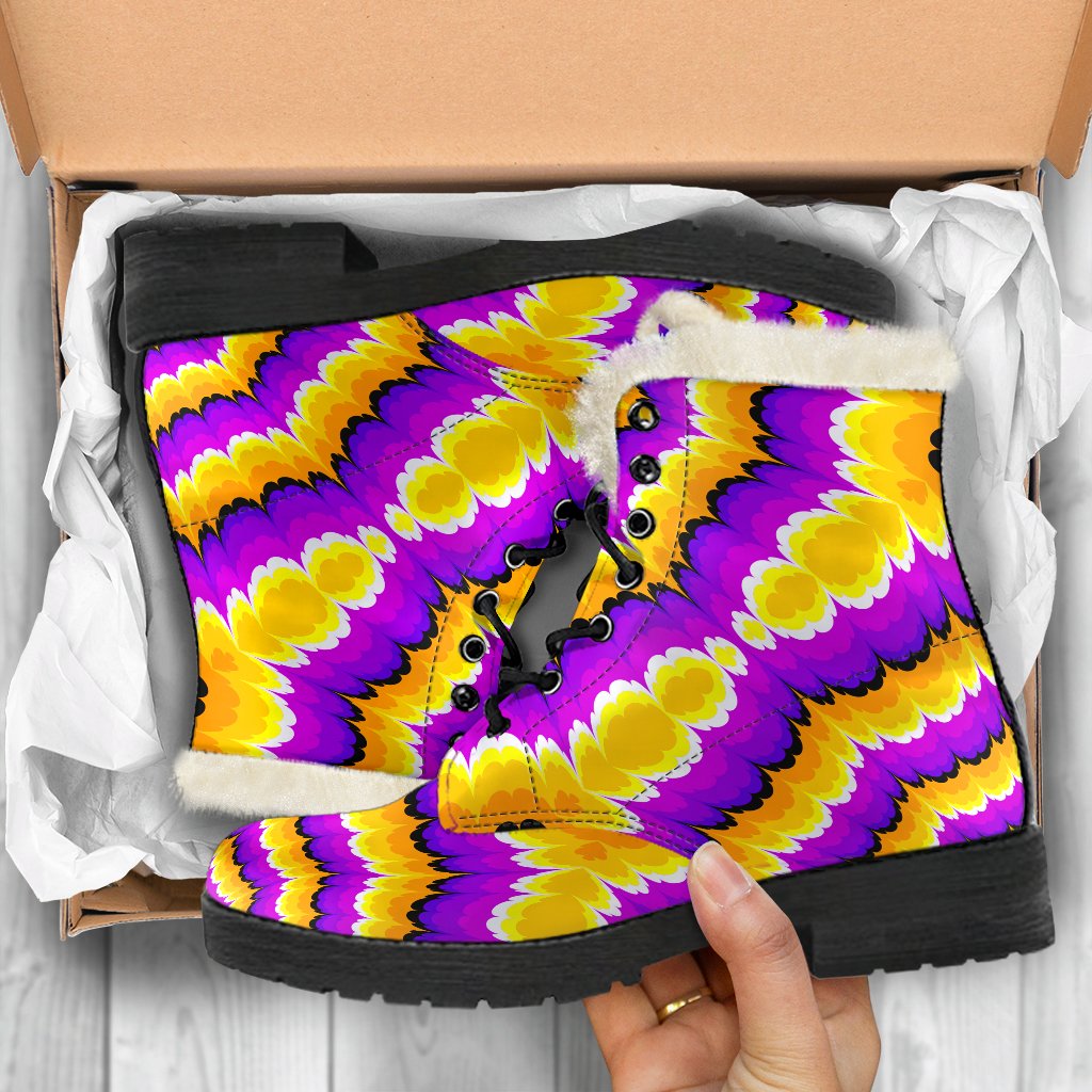 Yellow Explosion Moving Optical Illusion Comfy Boots GearFrost