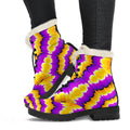 Yellow Explosion Moving Optical Illusion Faux Fur Leather Boots