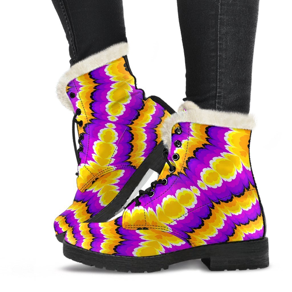 Yellow Explosion Moving Optical Illusion Comfy Boots GearFrost