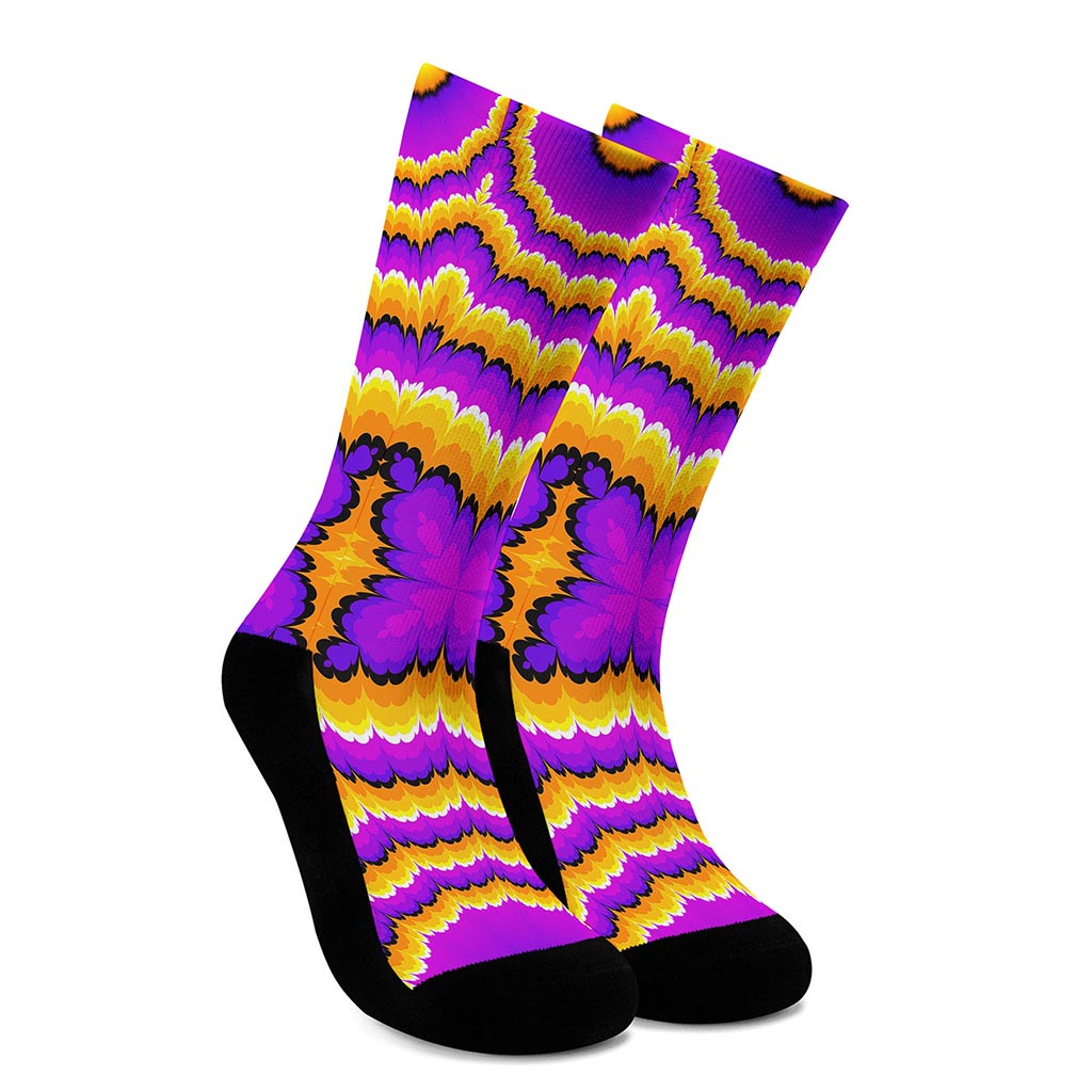 Yellow Explosion Moving Optical Illusion Crew Socks