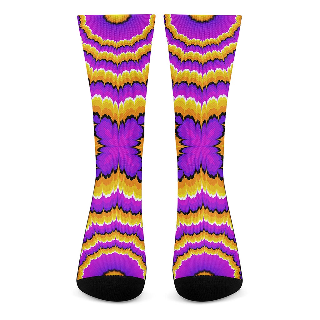 Yellow Explosion Moving Optical Illusion Crew Socks