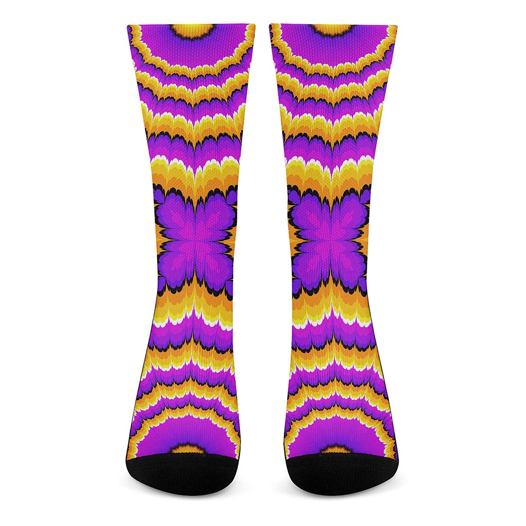 Yellow Explosion Moving Optical Illusion Crew Socks