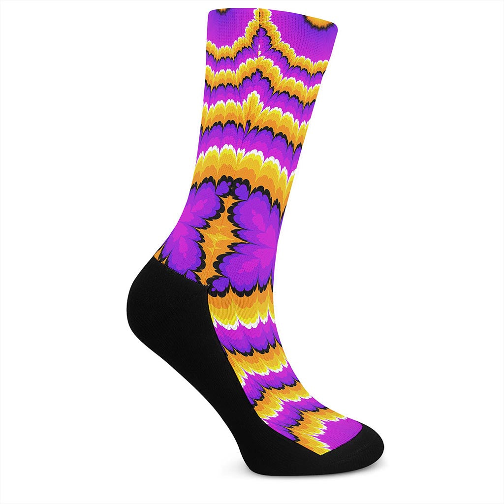 Yellow Explosion Moving Optical Illusion Crew Socks